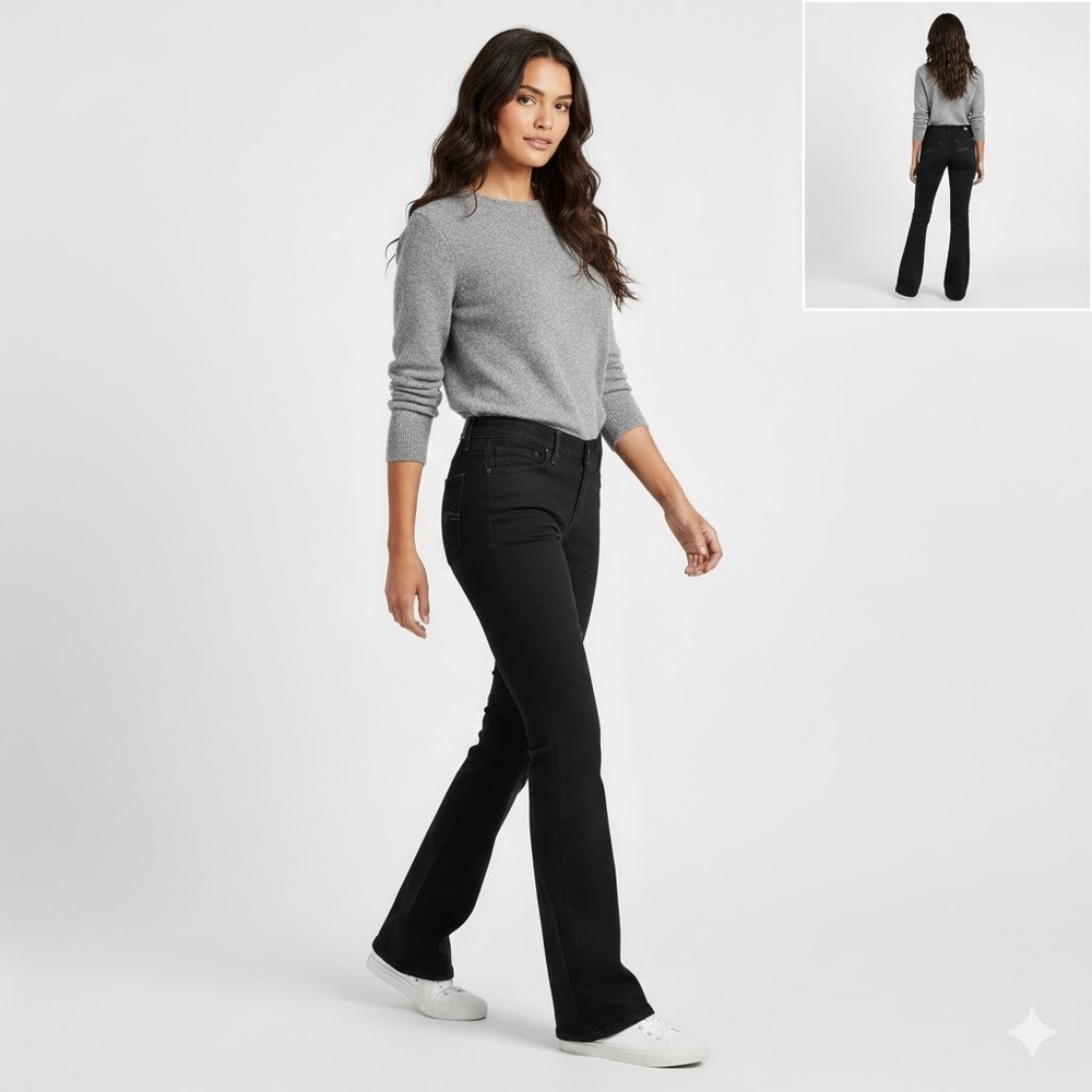 Lucky Brand Jeans Sweet N Low Mid‎ Rise Flare Black Cotton Denim Size 10 30